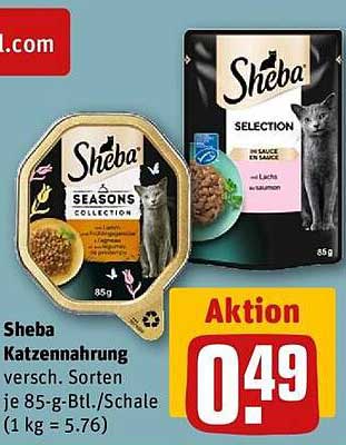 Sheba Katzennahrung - verschiedene Sorten 85-g-Btl./Schale für nur 0,49