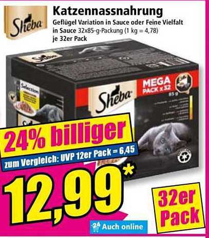 Sheba Katzennassnahrung 32er Pack - Geflügel Variation in Sauce