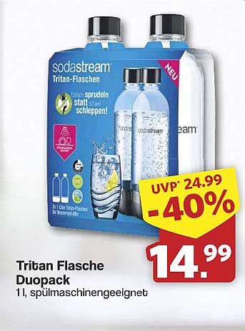 SodaStream Tritan Flasche Duopack 1 l, spülmaschinengeeignet