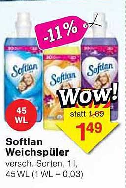Softlan Weichspüler 1 l, 45 WL, verschiedene Sorten