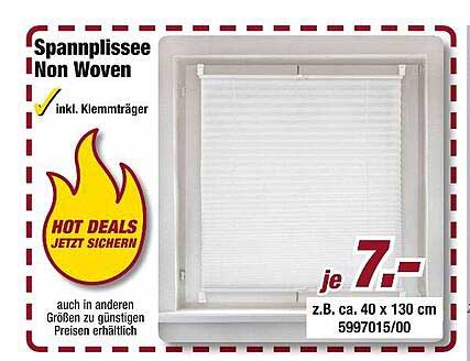 Spannplissee Non Woven inkl. Klemmträger