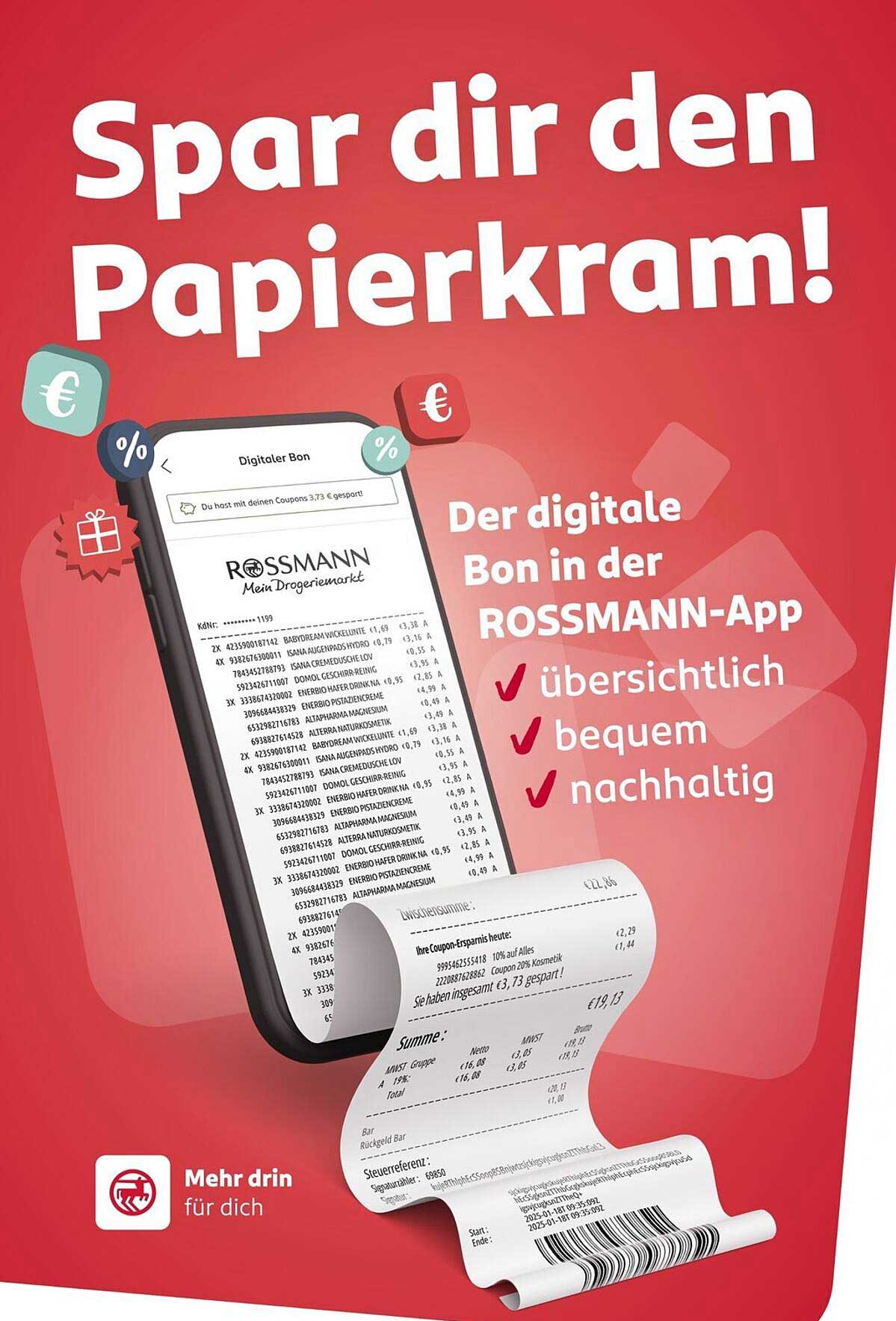 Spar dir den Papierkram - Digitaler Bon in der ROSS-MANN-App