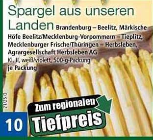 Spargel aus unseren Ländern - weiß/violett, 500-g-Packung