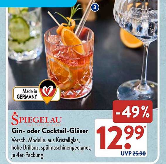 Spiegelau Gin- oder Cocktail-Gläser - 49% reduziert!