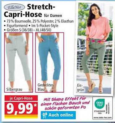 Stretch-Capri-Hose für Damen in verschiedenen Farben