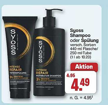Syoss Intense Repair Shampoo oder Spülung 440-ml Flasche / 250-ml Tube