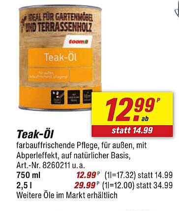 Teak-Öl 750 ml ab 12,99 €