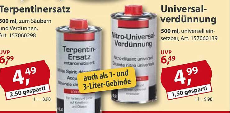 Terpentinersatz 500 ml und Universalverdünnung 500 ml
