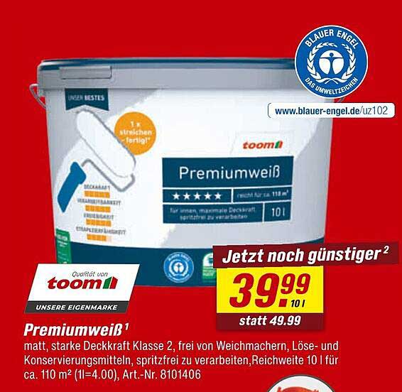 toom Premiumweiß – jetzt noch günstiger!