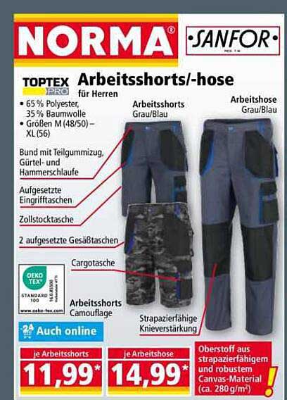 TOPTEX PRO Arbeits Shorts/Hose für Herren