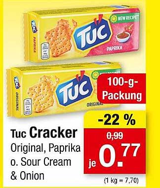 Tuc Cracker Original, Paprika o. Sour Cream & Onion