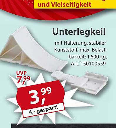 Unterlegkeil mit Halterung, stabiler Kunststoff, max. Belastbarkeit: 1600 kg