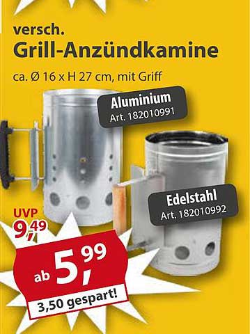 versch. Grill-Anzündkamine ca. Ø 16 x H 27 cm, mit Griff