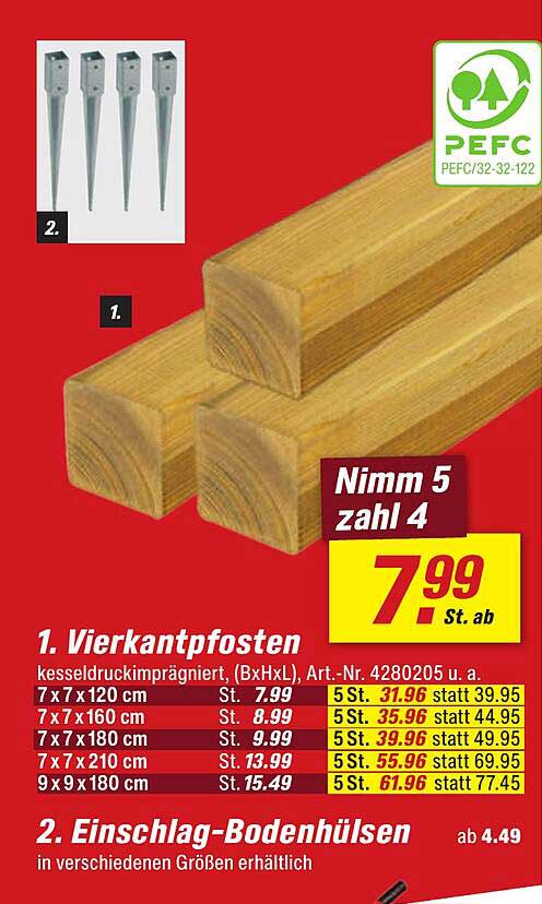 Vierkantpfosten kesseldruckimprägniert
