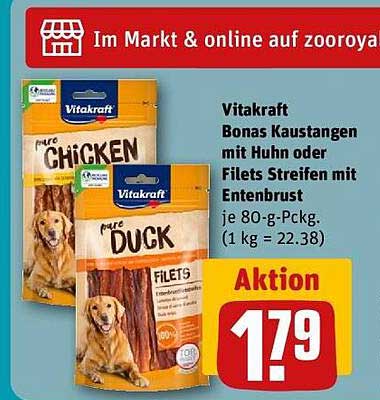 Vitakraft Bonas Kaustangen mit Huhn oder Filets Streifen mit Entenbrust