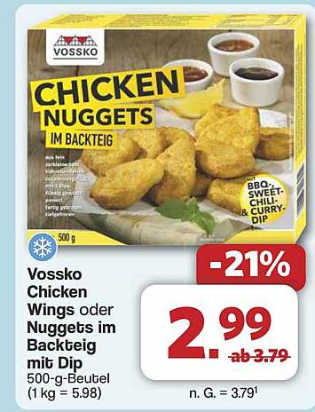 Vossko Chicken Nuggets im Backteig mit Dip