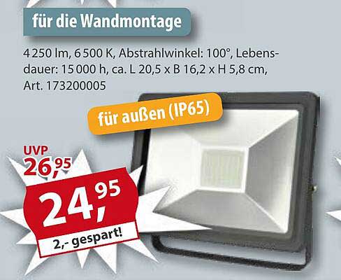 Wandstrahler für Außen - 4250 lm, 6.500 K, IP65