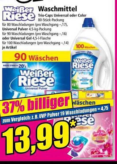 Waschmittel Weißer Riese - Trio-Caps Universal oder Color 80-Stück-Packung