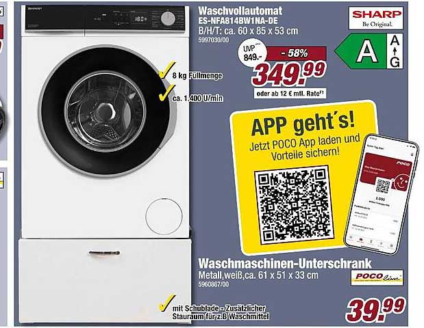 Waschvollautomat ES-NFA81481W-NA-DE von Sharp