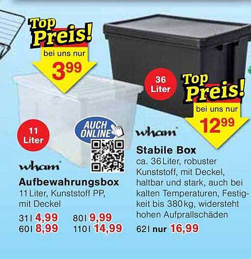 Wham Aufbewahrungsbox 11 Liter und Stabile Box 36 Liter
