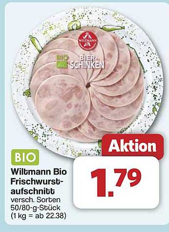 Wiltmann Bio Frischwurstaufschnitt, verschiedene Sorten, 50/80-g-Stück