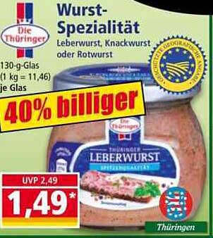 Wurst-Spezialität: Thüringer Leberwurst, Knackwurst oder Rotwurst