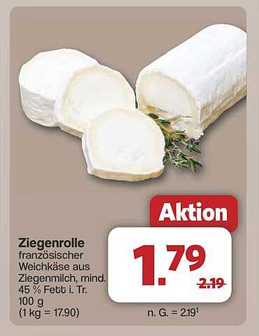 Ziegenrolle - französischer Weichkäse aus Ziegenmilch, mind. 45 % Fett i. Tr.