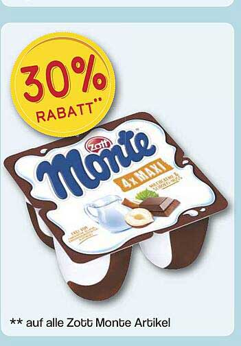 Zott Monte 4x115g - 30% Rabatt