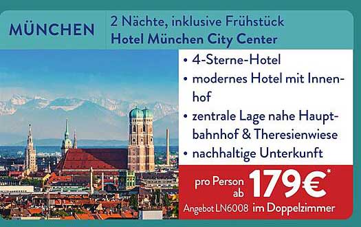 2 Nächte, inklusive Frühstück Hotel München City Center