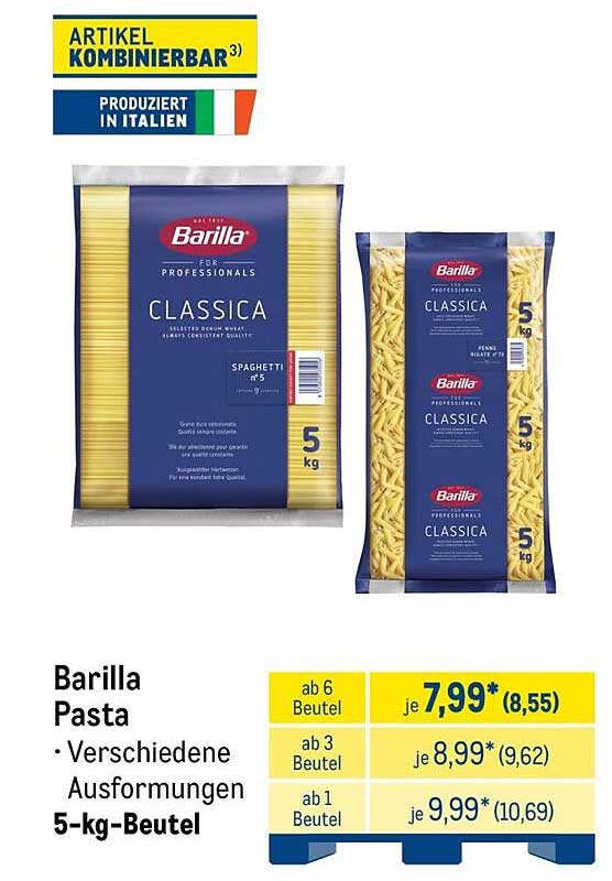 Barilla Pasta • Verschiedene Ausformungen 5-kg-Beutel