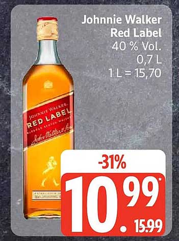 Johnnie Walker Red Label 40 % Vol. 0,7 L 1 L = 15,70
