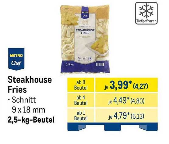 Steakhouse Fries - Schnitt 9 x 18 mm 2,5-kg-Beutel