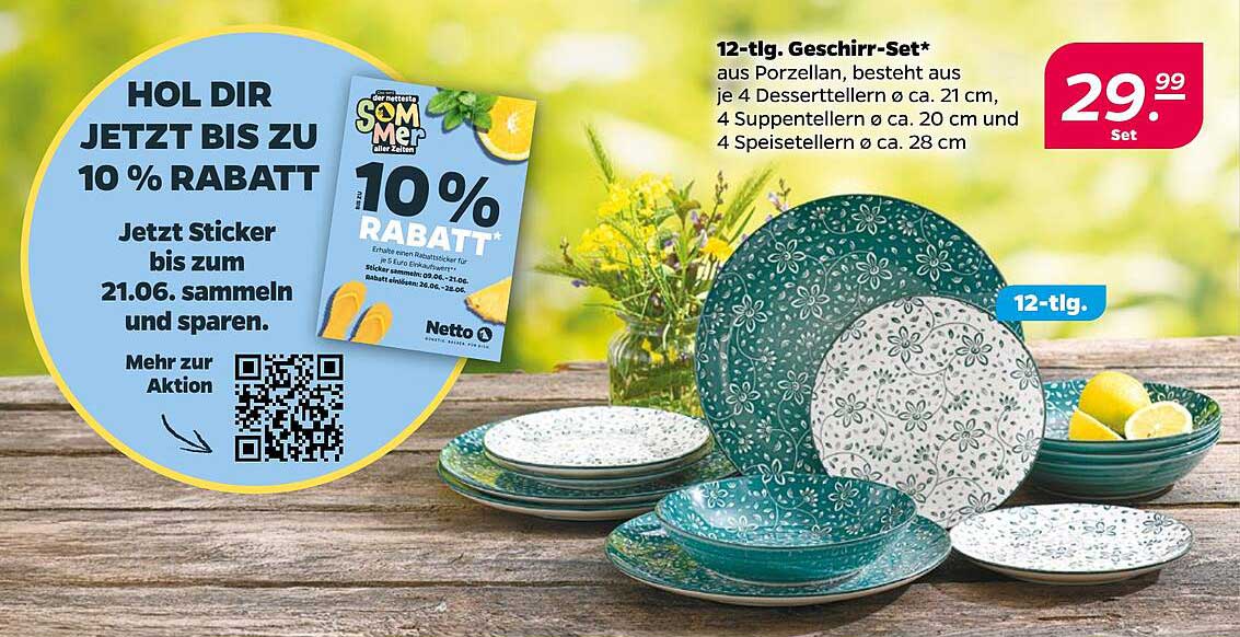 12-tlg. Geschirr-Set aus Porzellan