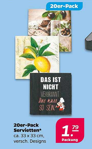 20er-Pack Servietten - Ca. 33 x 33 cm, verschiedene Designs