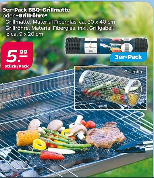 3er-Pack BBQ-Grillmatte oder -Grillröhre