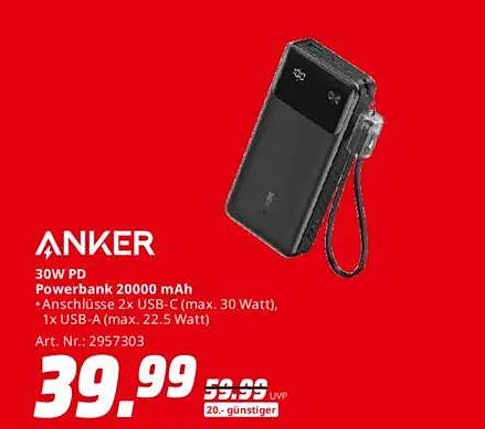 Anker 30W PD Powerbank 20000 mAh