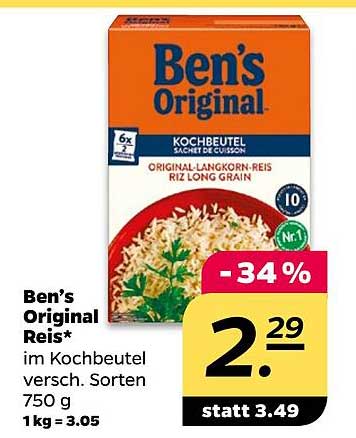 Ben's Original Reis im Kochbeutel - 750 g