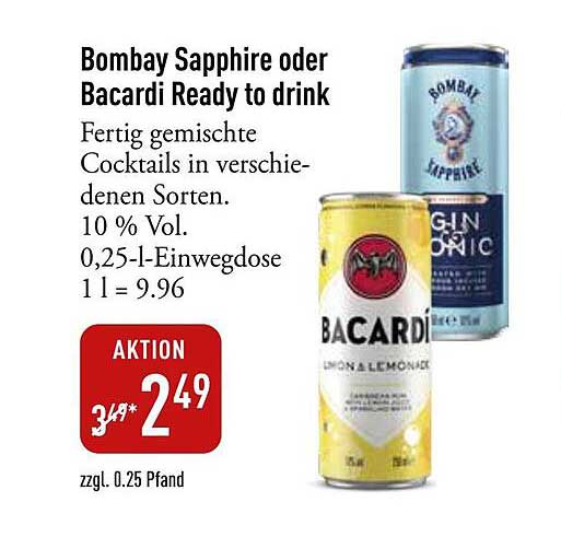 Bombay Sapphire oder Bacardi Ready to drink