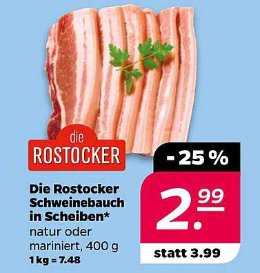 Die Rostocker Schweinebauch in Scheiben* natur oder mariniert, 400 g