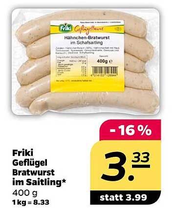 Friki Geflügel Bratwurst im Saitling* 400 g