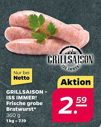 GRILLSAISON – ISS IMMER! Frische grobe Bratwurst*