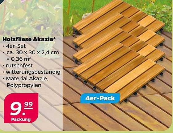 Holzfliese Akazie* 4er-Set
