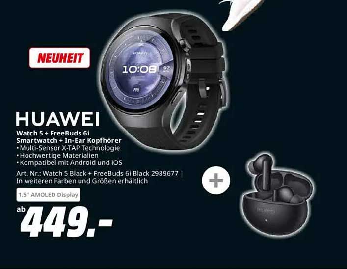 HUAWEI Watch 5 + FreeBuds 6i Smartwatch und In-Ear Kopfhörer