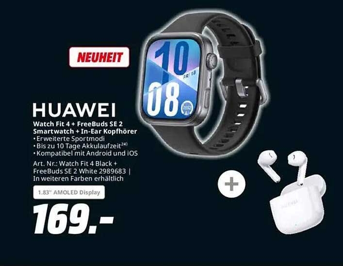 HUAWEI Watch Fit 4 + FreeBuds SE 2 Smartwatch + In-Ear Kopfhörer