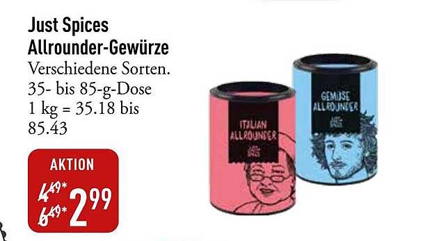 Just Spices Allrounder-Gewürze, verschiedene Sorten