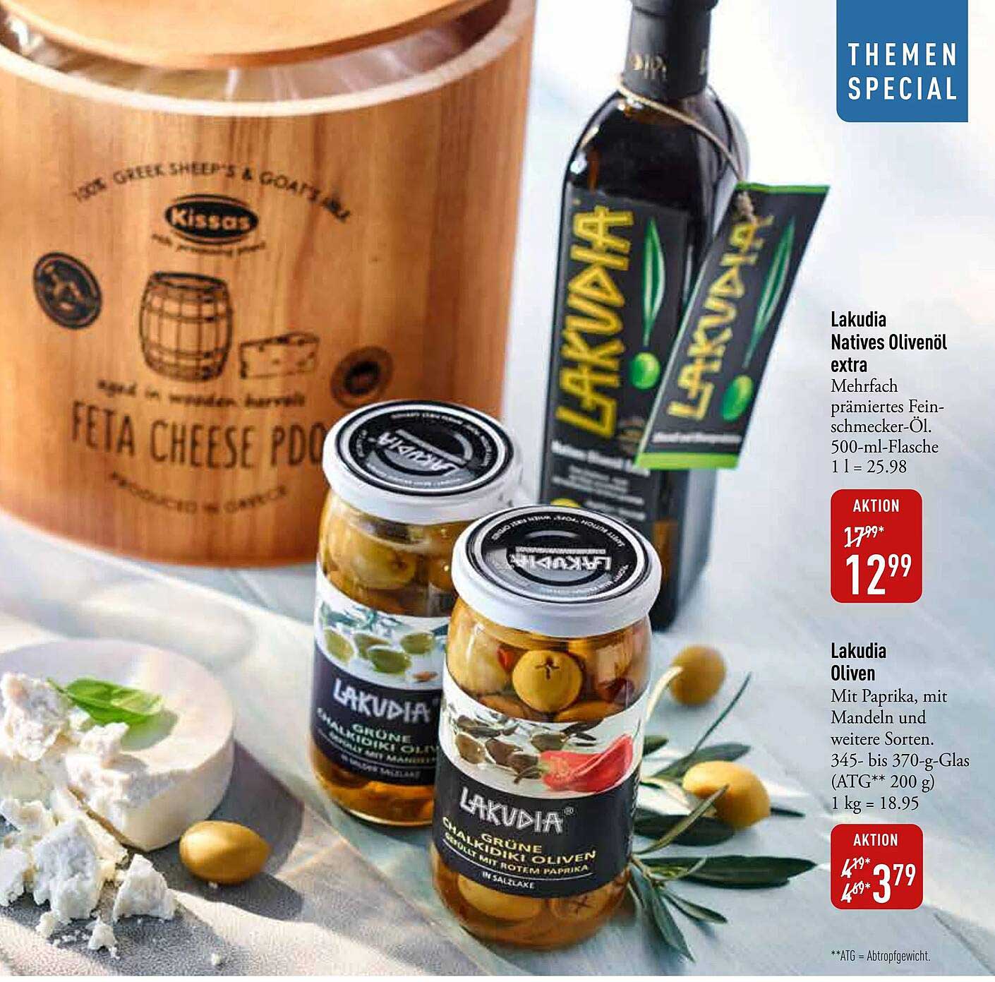 Lakudia Natives Olivenöl extra und Lakudia Oliven
