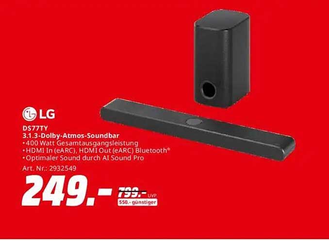 LG DS77TY 3.1.3-Dolby-Atmos-Soundbar