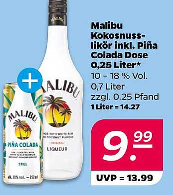 Malibu Kokosnuss-Likör inkl. Piña Colada Dose 0,25 Liter