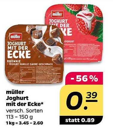 Müller Joghurt mit der Ecke - Verschiedene Sorten
