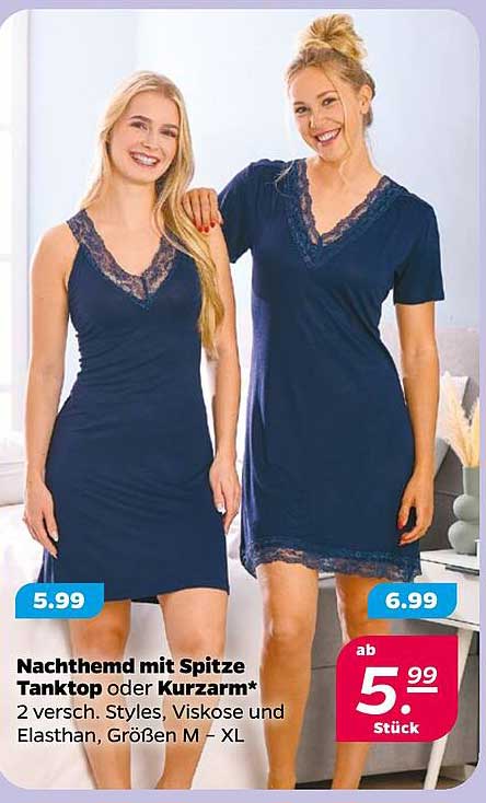 Nachtwäsche mit Spitze – Tanktop oder Kurzarm